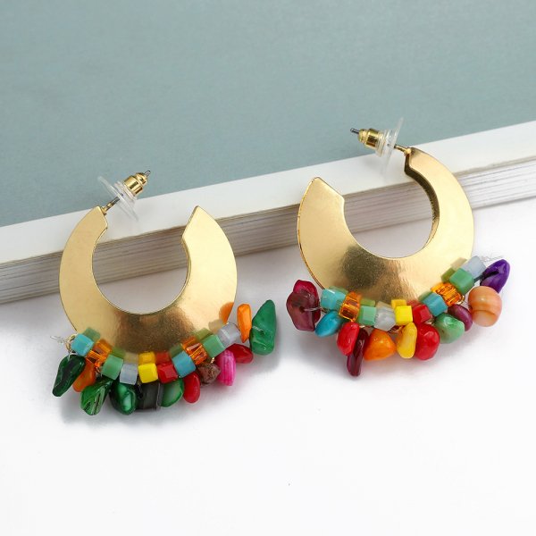 Fashion Personality Earrings Inlaid Colorful Stone Jewelry