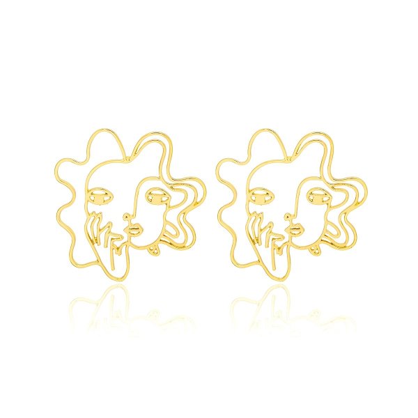 Street Shooting Hollow Stereo Temperament Face Earrings Women