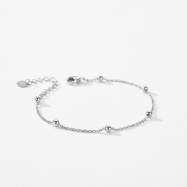 Sterling Silver Beaded Wire Bracelet For Women