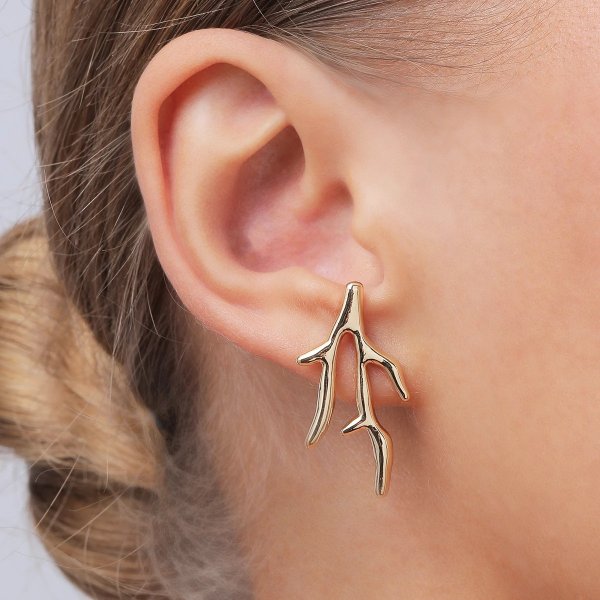 Fashion Jewelry Metal Personality Coral Asymmetric Earrings