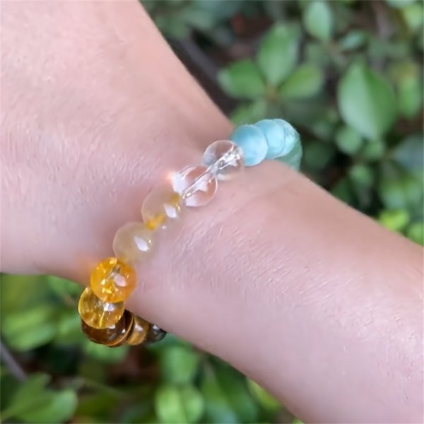 Unisex Natural Stone Citrine Dongling Stone Bracelet